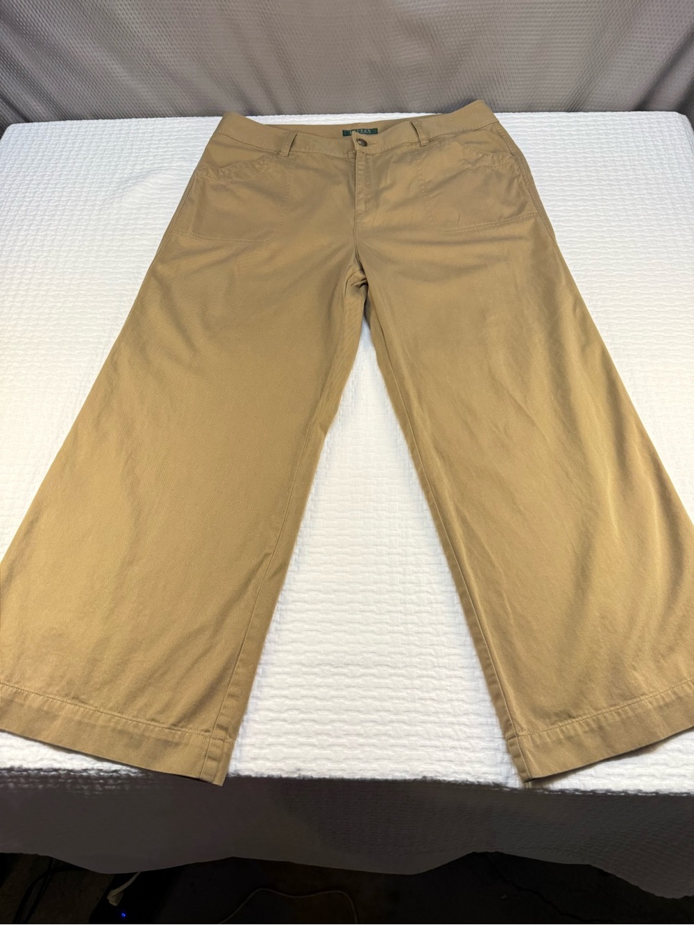 Ralph Lauren Wide-Leg Khaki Chinos in Tan Women’s Size 14